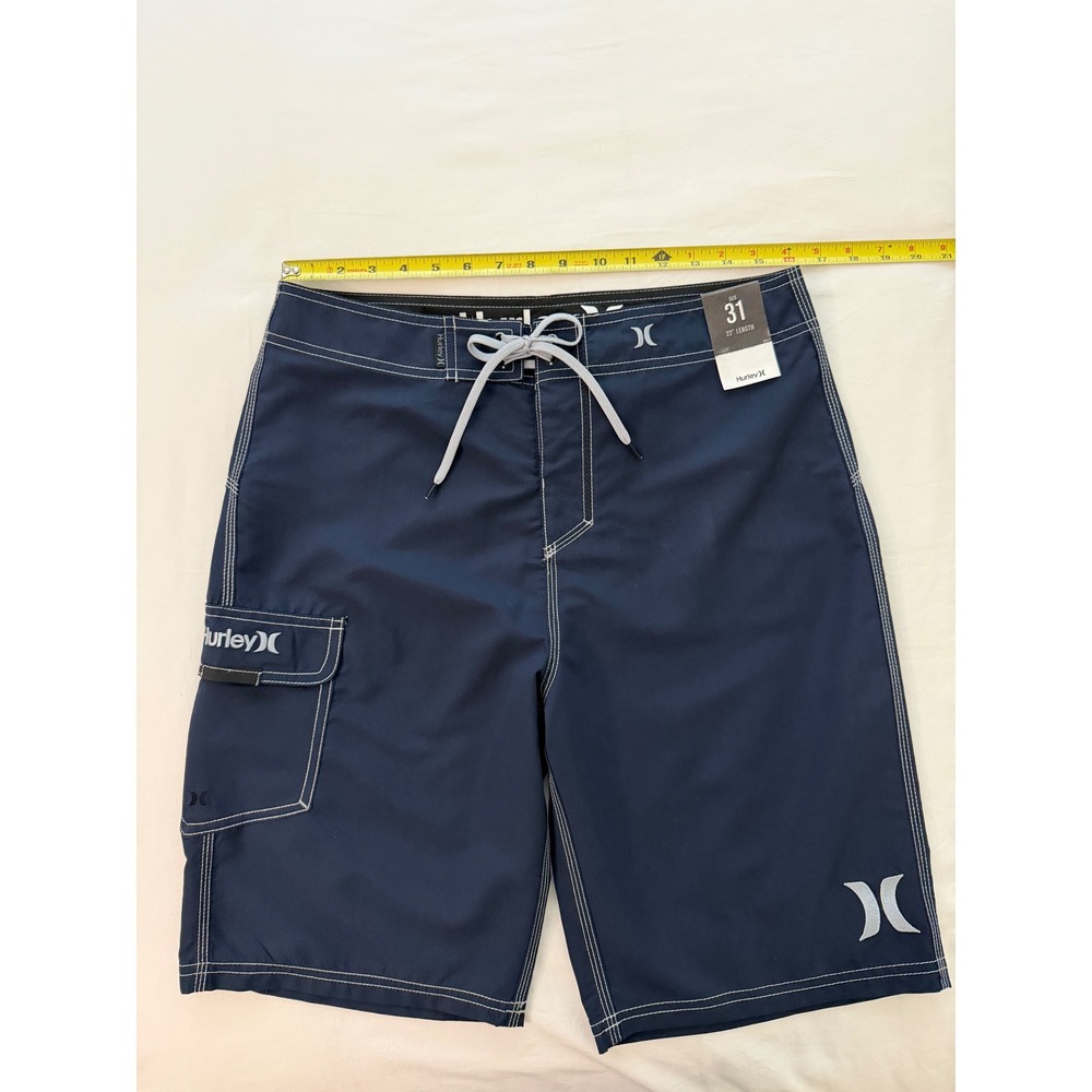 NWT Hurley Mens One and Only Board Shorts Navy Blue Cargo Pocket 31/32